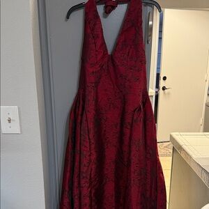 Elegant Red Halter Dress